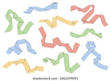 Set of colorful ribbons with different bends