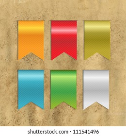 Set Of Colorful Ribbons With Effect Of Rumpled Background, Vector Illustration
