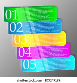 Set of colorful ribbons with number. Vector illustration.