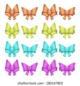 set of colorful ribbons with tape and without it on a white background