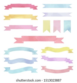 set of colorful ribbons, watercolor style