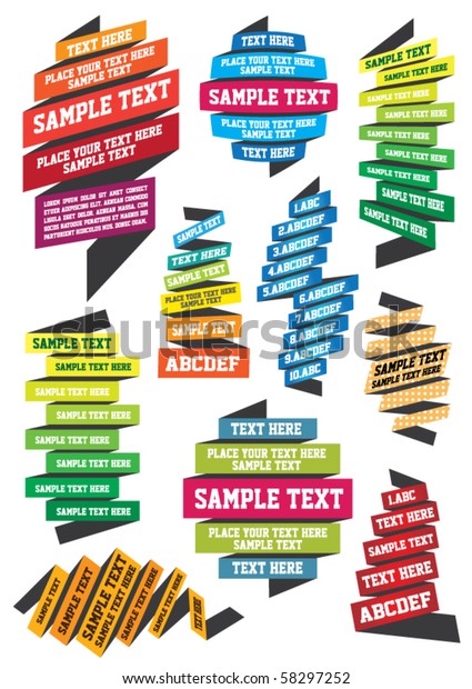 Set Colorful Ribbons Your Text Stock Vector (Royalty Free) 58297252 ...