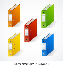 Set of colorful ring binders