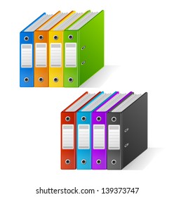 Set of colorful ring binders rainbow
