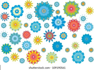 Set of colorful rosettes on white background