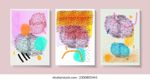 Set of colorful rough abstract background vector illustration.