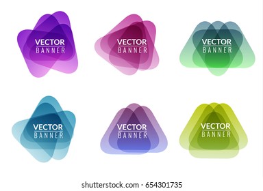 Set of colorful round abstract banners overlay shape. Graphic banners design. Label graphic fun tag concept.