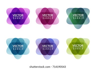 Set of colorful round abstract banners overlay shape. Graphic banners design. Label graphic fun tag concept.
