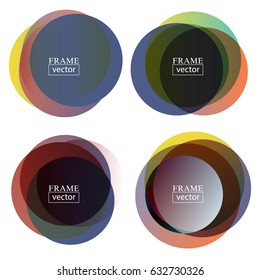 Set of colorful round abstract frame. Beautiful iridescent stamps. Vector illustration EPS10.