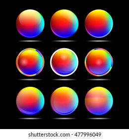 Set of colorful round buttons for website