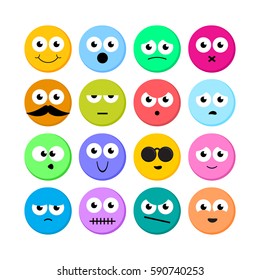Set of colorful round emoticons.