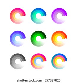 Set Colorful Round Icons Isolated White Background  Vector Loading Logo Concept  Business Symbols and Gradient 