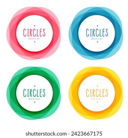 set of colorful round shape frame design vector 