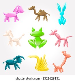 Set of colorful round vector kids balloons.