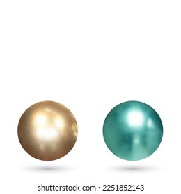 Set of colorful round vector spheres or balls with reflective shiny dimensional surfaces for celebrating Christmas New Year. Vector illustration