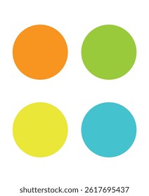 A set of colorful round vector stickers features glossy green,