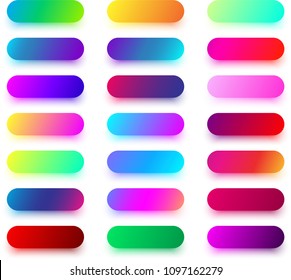Set of colorful rounded icon and button templates isolated on white background. Vector illustration.

