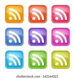 Set of colorful RSS icons