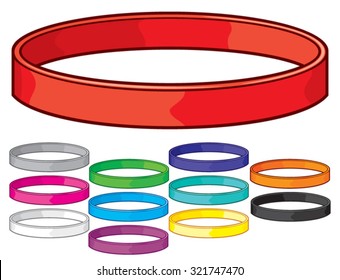 set of colorful rubber bracelets (wristbands collection)