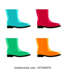 a set of colorful rubber shortened boots,vector design for custom interface, vector icon, vector illustration