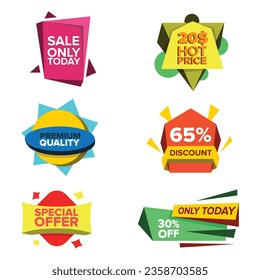 set of colorful sale badges vector art design