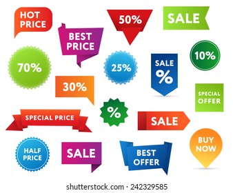 Set Colorful Sale Banners Different Shapes Stock Vector (Royalty Free ...