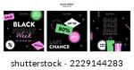 Set of colorful sale banners. Minimalistic abstract design for web banner, social media, ad, promo poster. Black friday business offer template set. Cool label patch. Trendy flat vector illustration.