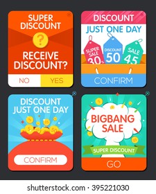 Set of colorful sale and discount Pop up window.
