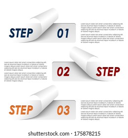 Set of colorful sample steps stickers template