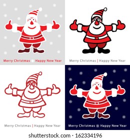 Set of Colorful Santa Claus cards for your design, vector illustration 
