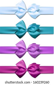Set of colorful satin bows. Vector ribbons for gift. Eps10. 