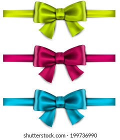 Conjunto de arcos de satén coloridos. Cintas vectoriales para regalo. Eps10.