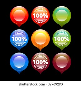 set of colorful satisfaction guaranteed and blank labels