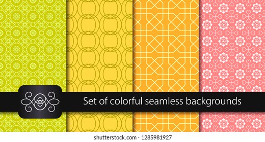 Set of colorful seamless backgrounds. Vector