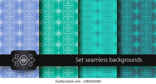 Set of colorful seamless backgrounds. Vector