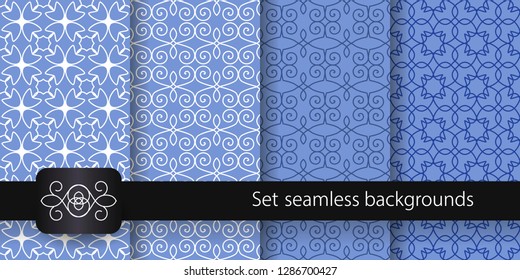 Set of colorful seamless backgrounds. Vector