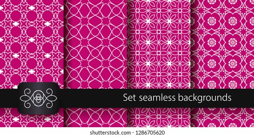 Set of colorful seamless backgrounds. Vector