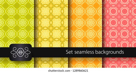 Set of colorful seamless backgrounds. Vector