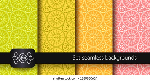 Set of colorful seamless backgrounds. Vector