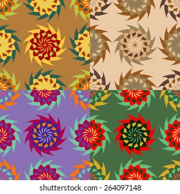 Set of colorful seamless designs for backgrounds, and fabrics