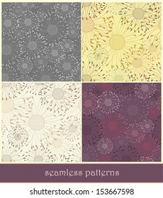 Set of colorful seamless floral patterns