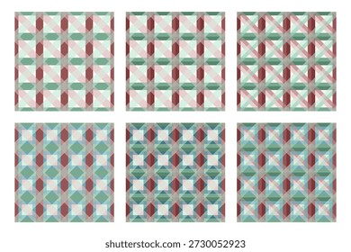 Set of colorful seamless geometric patterns. Endless flat vector designs.