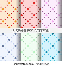 Set of colorful seamless geometric patterns.