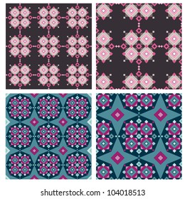 Set of colorful seamless geometrical patterns. Decorative vector backgrounds.