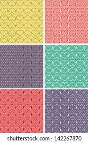 Set of colorful seamless  pattern with hearts