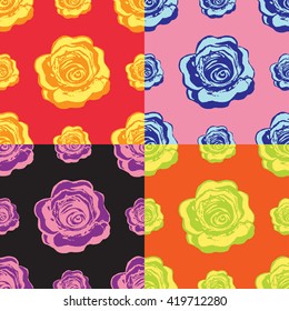 set of colorful seamless pattern vector illustration
