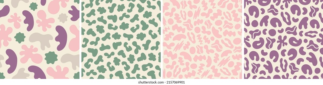 Set of colorful seamless patterns. Bright abstract shapes
