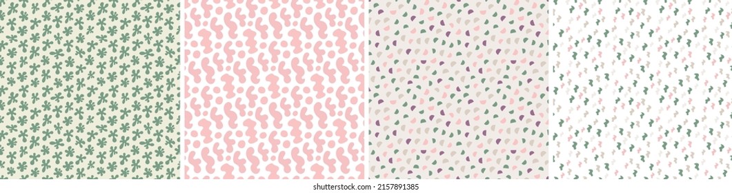 Set of colorful seamless patterns. Bright abstract shapes