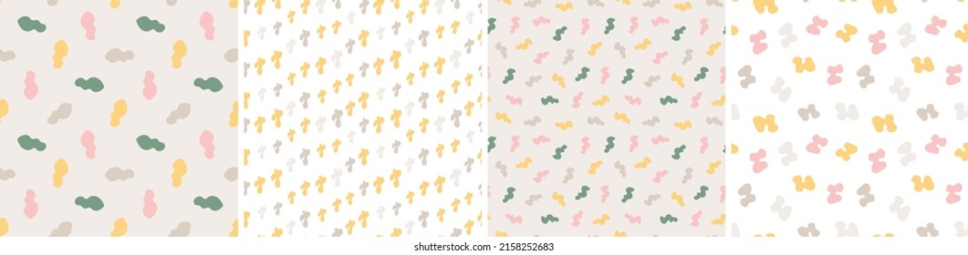 Set of colorful seamless patterns. Bright abstract shapes