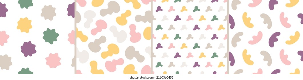 Set of colorful seamless patterns. Bright abstract shapes
